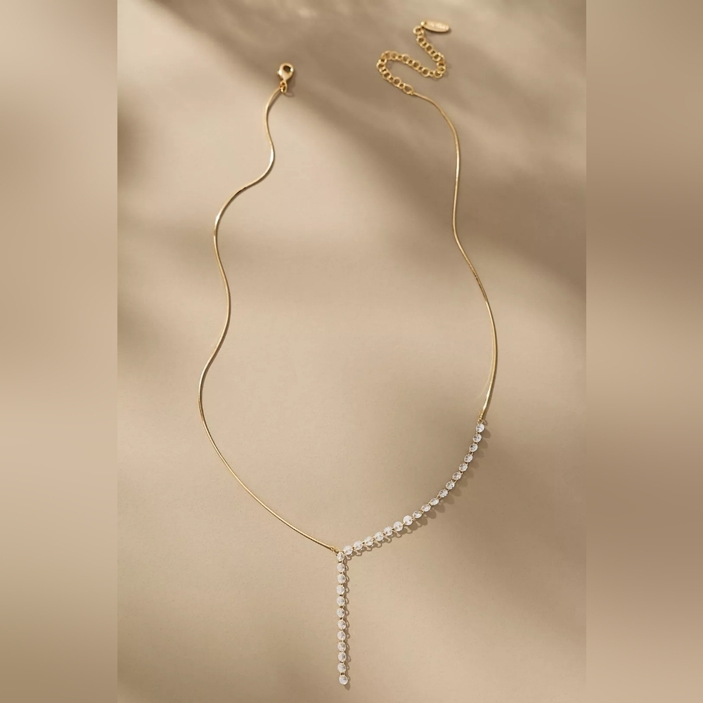 Anthropologie Delicate Glass Stone Necklace